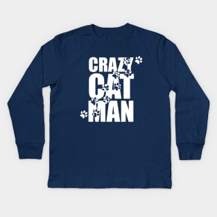 Crazy Cat Man (Dark) Kids Long Sleeve T-Shirt